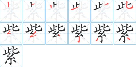 紫筆劃|紫字笔画、笔顺、笔划